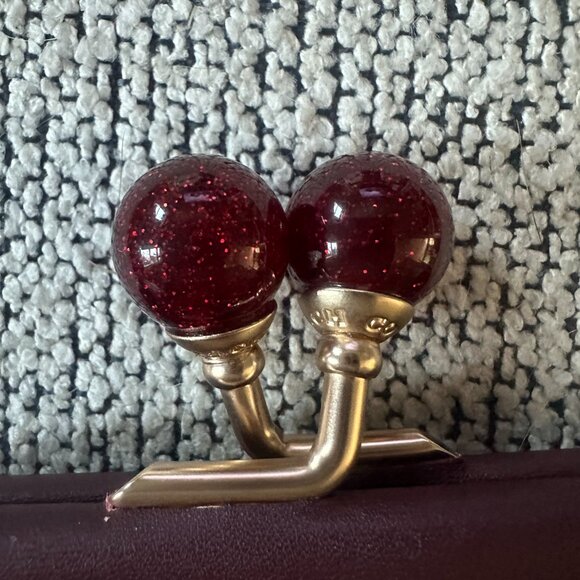 Coach Cherry Kisslock Coin Purse Small Pouch Signature Brown/Cream/Maroon - Picture 5 of 6